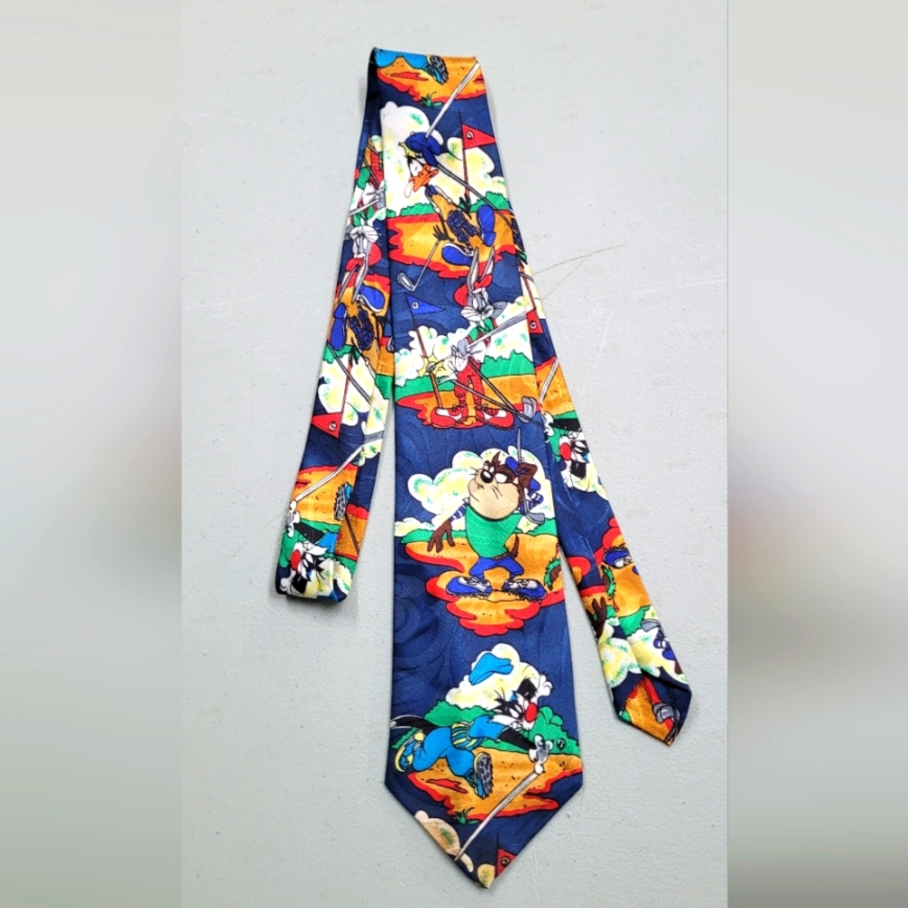 Vintage Novelty Cartoon Character Tie in Bold Navy Blue